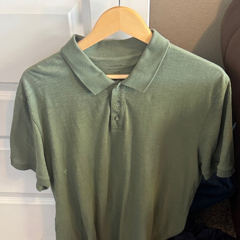 Vince Men's Olive Polo Shirt